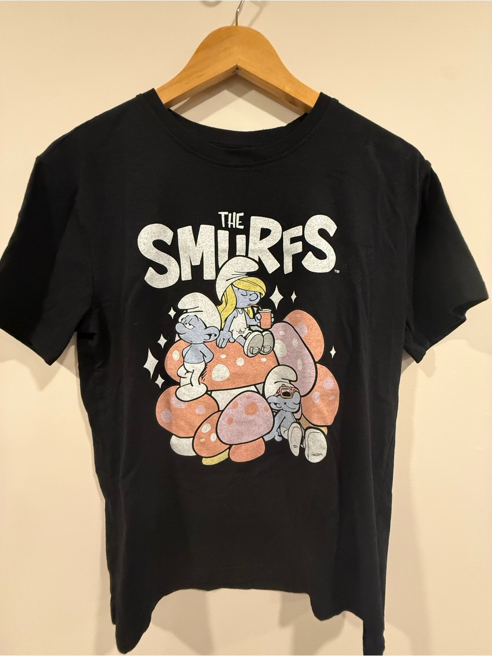 The Smurfs Black Short Sleeve Graphic Tee